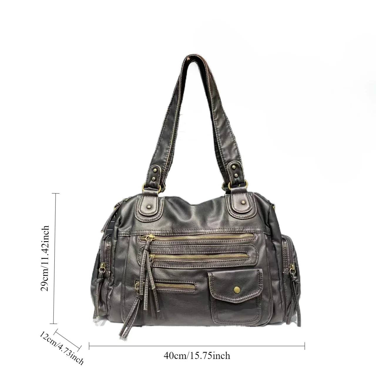 Retro Shoulder Bag with Pockets – Ruby