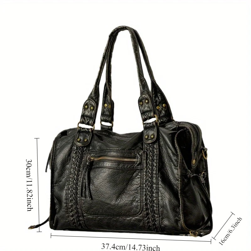 Retro Tote Bag for School & Work, Shoulder Bag - Harper